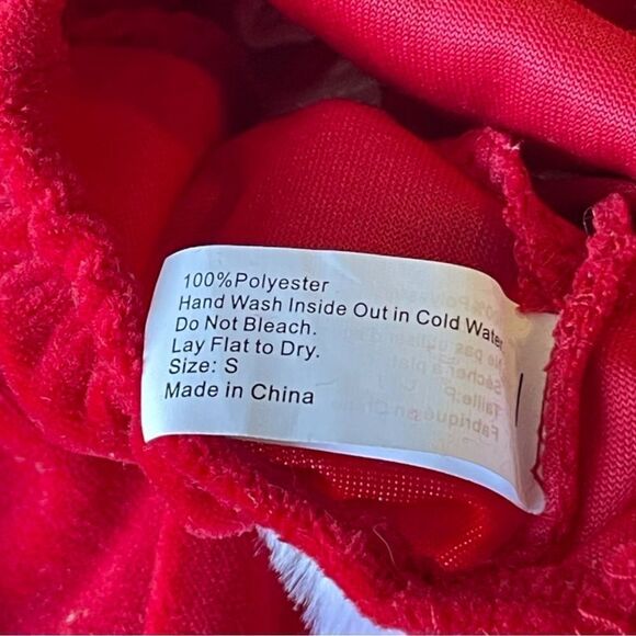 Pup Crew Fur Trimmed Santa’s Helper Red & White Knit Velour Pet Pajamas NWT SM - Picture 7 of 8